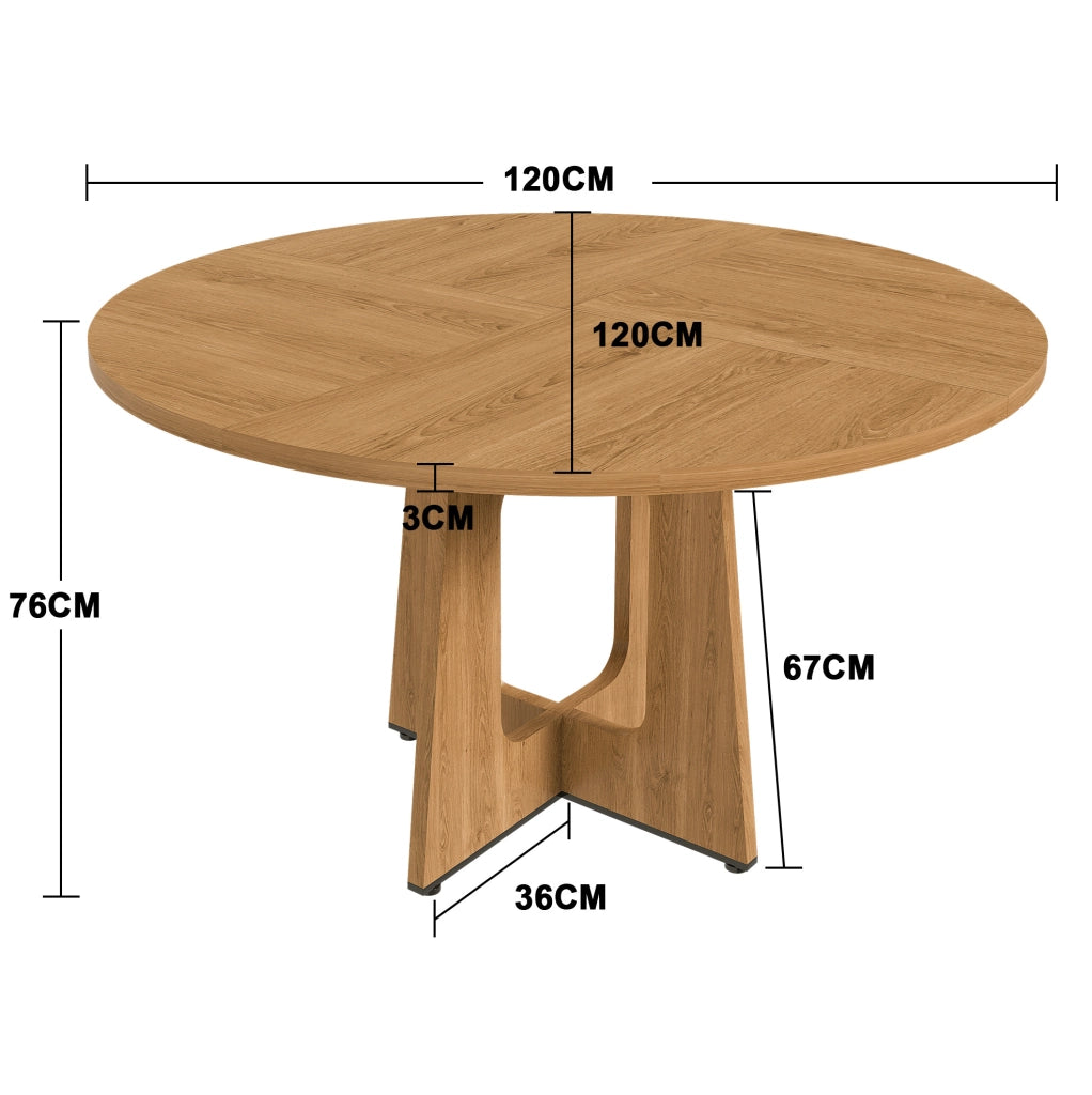 Tavolo rotondo ? 120 x 76 cm per 4-6 persone; con piedini regolabili; in MDF rovere