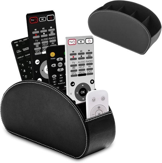 Cassettiere per ufficio - Cassetti per cosmetici - 1 pz. - Cassettiere per telecomandi - con 5 contenitori - Accessori per ufficio in pelle PU - per la conservazione della carta da lettera - attrezzature per ufficio con disegno litchi - Nero