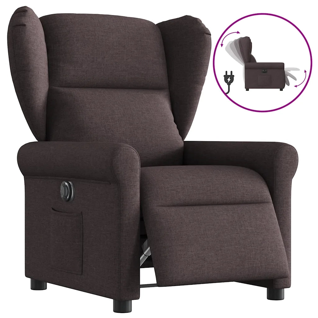 Poltrona Elettrica Reclinabile Marrone Scuro in Tessuto 3303359
