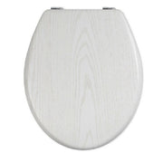Trade Shop - Copriwater Universale In Legno Mdf Resistente Con Stampa Legno Bianco Cerniere -        3,5