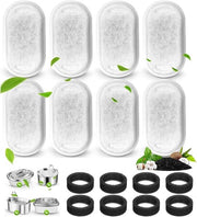 16 Set di Filtri per Fonte di Cibo per Gatti - Sostituzione con 8 Spugne per 2 l/64 oz e 32 l/110 oz Dispensatore di Acqua Inossidabile per Animali Domestici