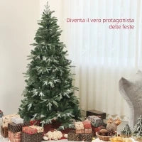 Albero di Natale Innevato con 850 Rami e Design a Sezioni, in Plastica e Acciaio, Ø110x180 cm, Verde