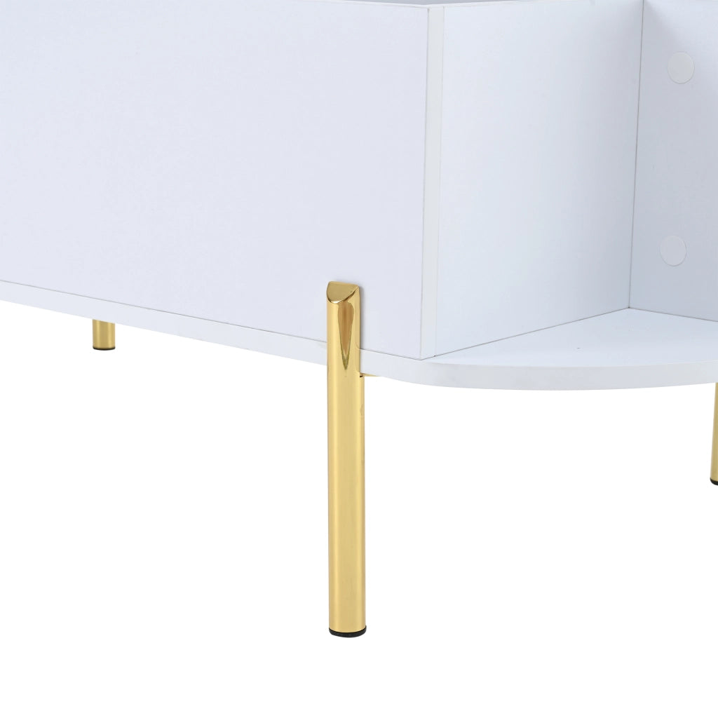 TAVOLO DA CAFFÈ 120 x 50 x 43 cm sollevabile MDF bianco effetto legno e oro