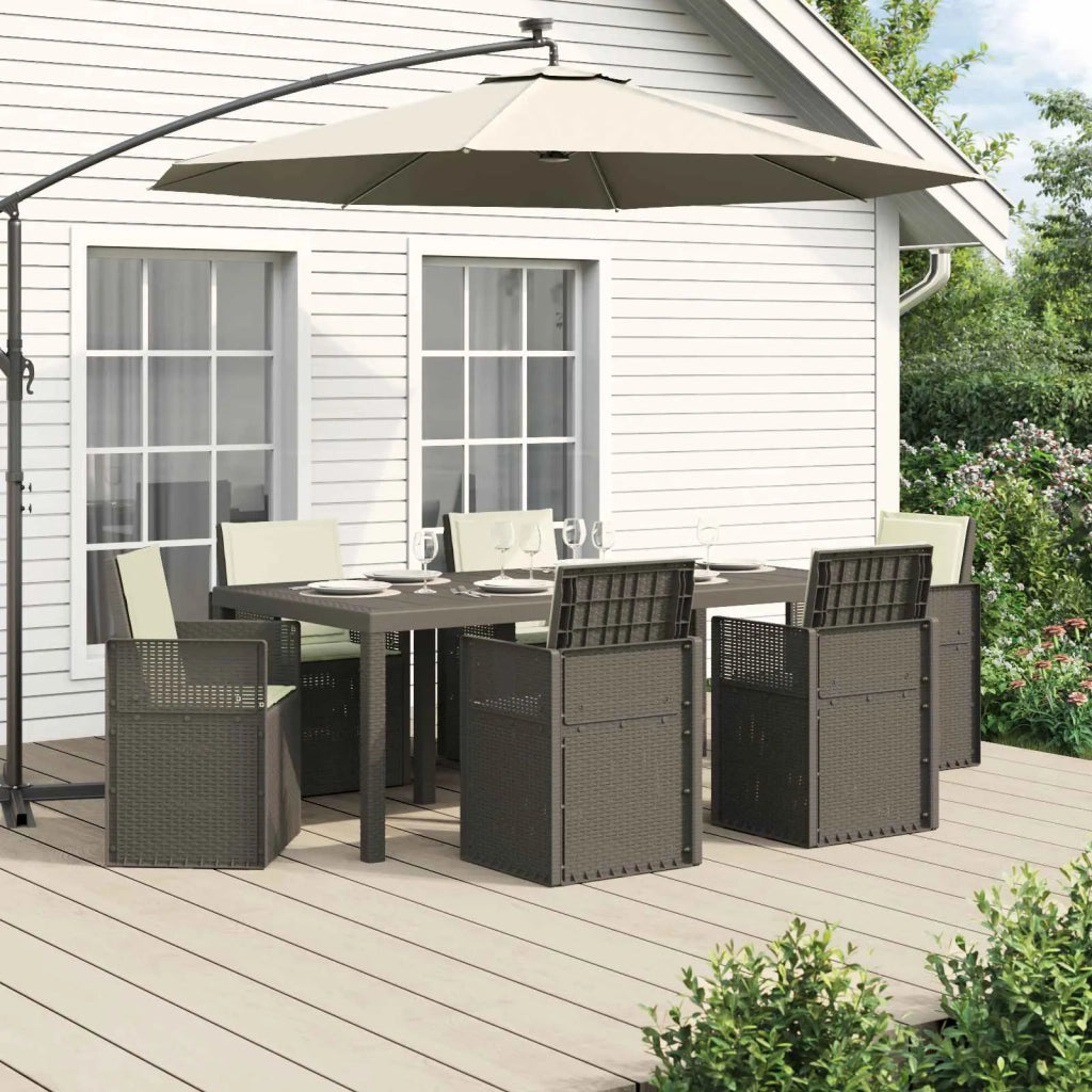 Set da Pranzo per Giardino 7 pcs Grigio chiaro e panna PP 3430083