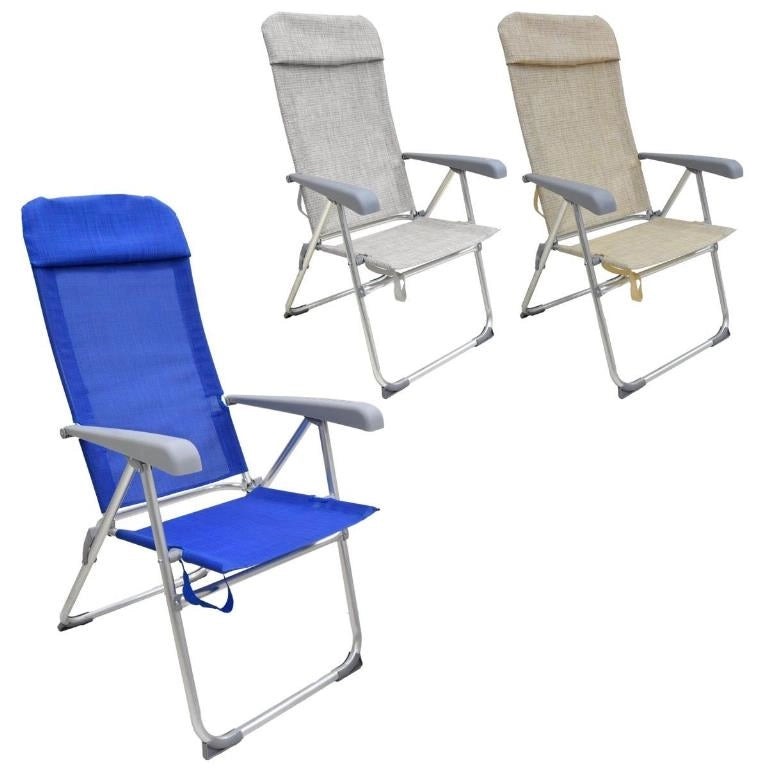 1 Pezzo Spiaggina Relax in Alluminio e Tessuto Texitilene 8 Posizioni 3 Colori