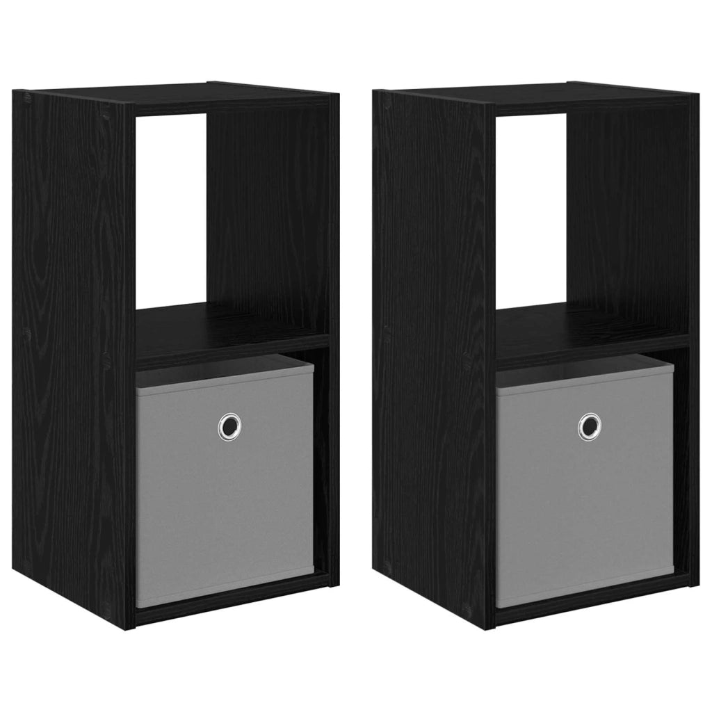 Comodino con cassetto 2 pcs Rovere Nero 30,5 x 27 x 59,5 cm 8000615
