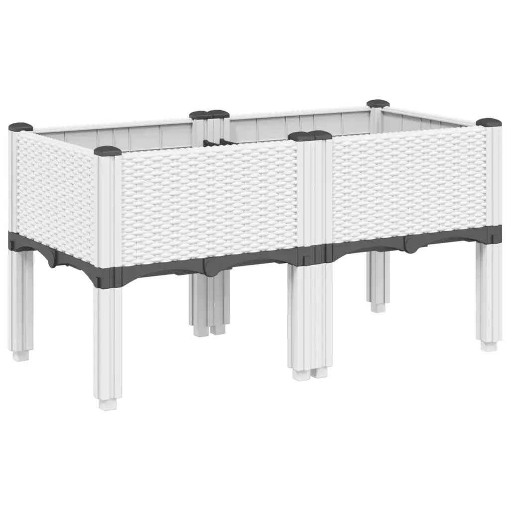 Fioriera da Giardino con Gambe-Vaso da Esterno-Contenitore per Piante Bianco 80x40x42 cm in PP