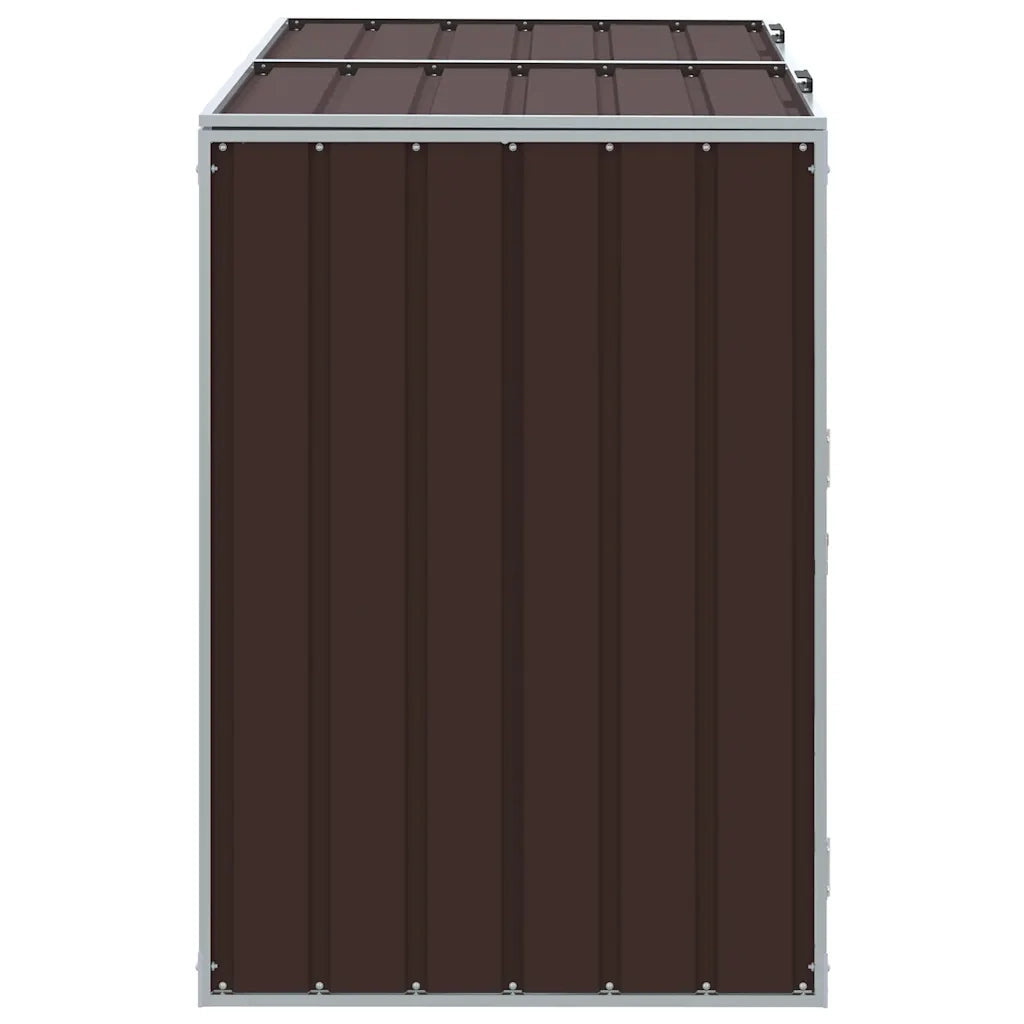 Copribidone con Ruote per 2 Bidoni Marrone 144x81x113cm Acciaio CFW5590061