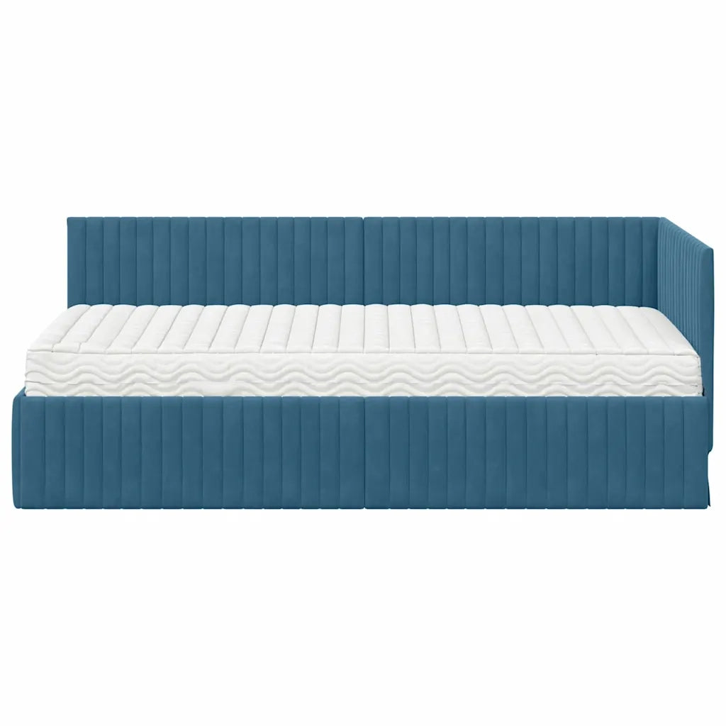 Struttura Letto Angolare con Materasso 2 pcs Blu Velluto 3393807