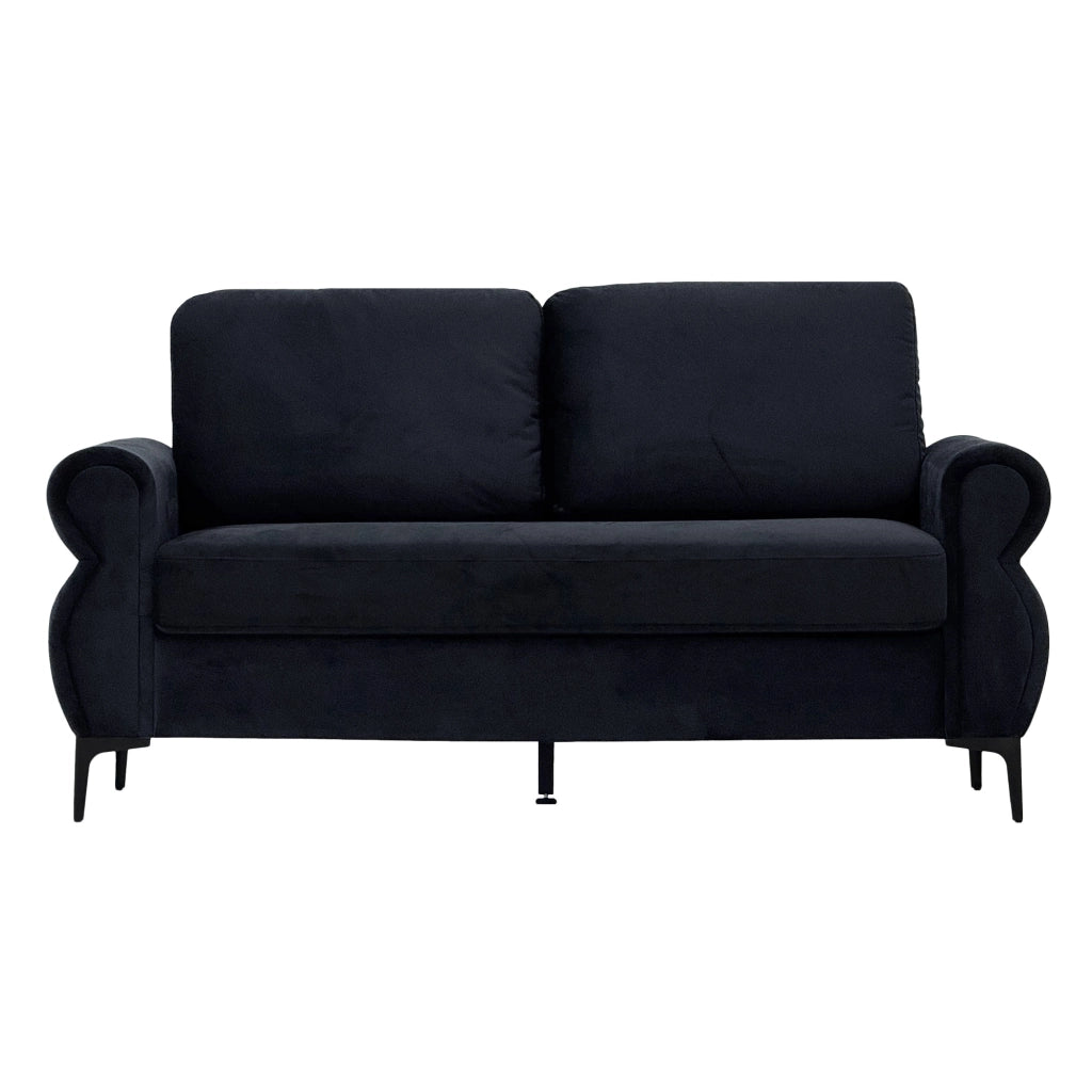 Divano 2 posti compatto con altezza seduta ergonomica e rivestimenti sfoderabili in Poliestere Nero 173.5 cm