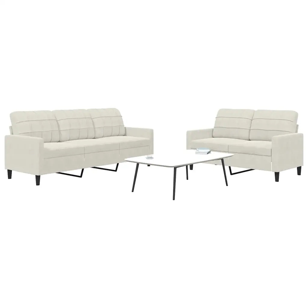 Set di Divani 2 pz con Cuscini Crema in Velluto 3278399