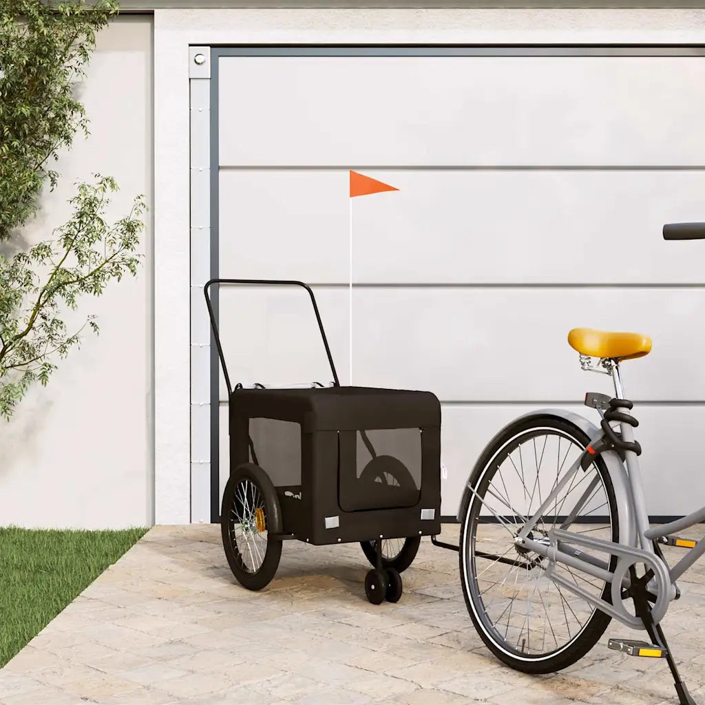 Rimorchio da Bici per Animali Nero Oxford e Ferro CFW3218248