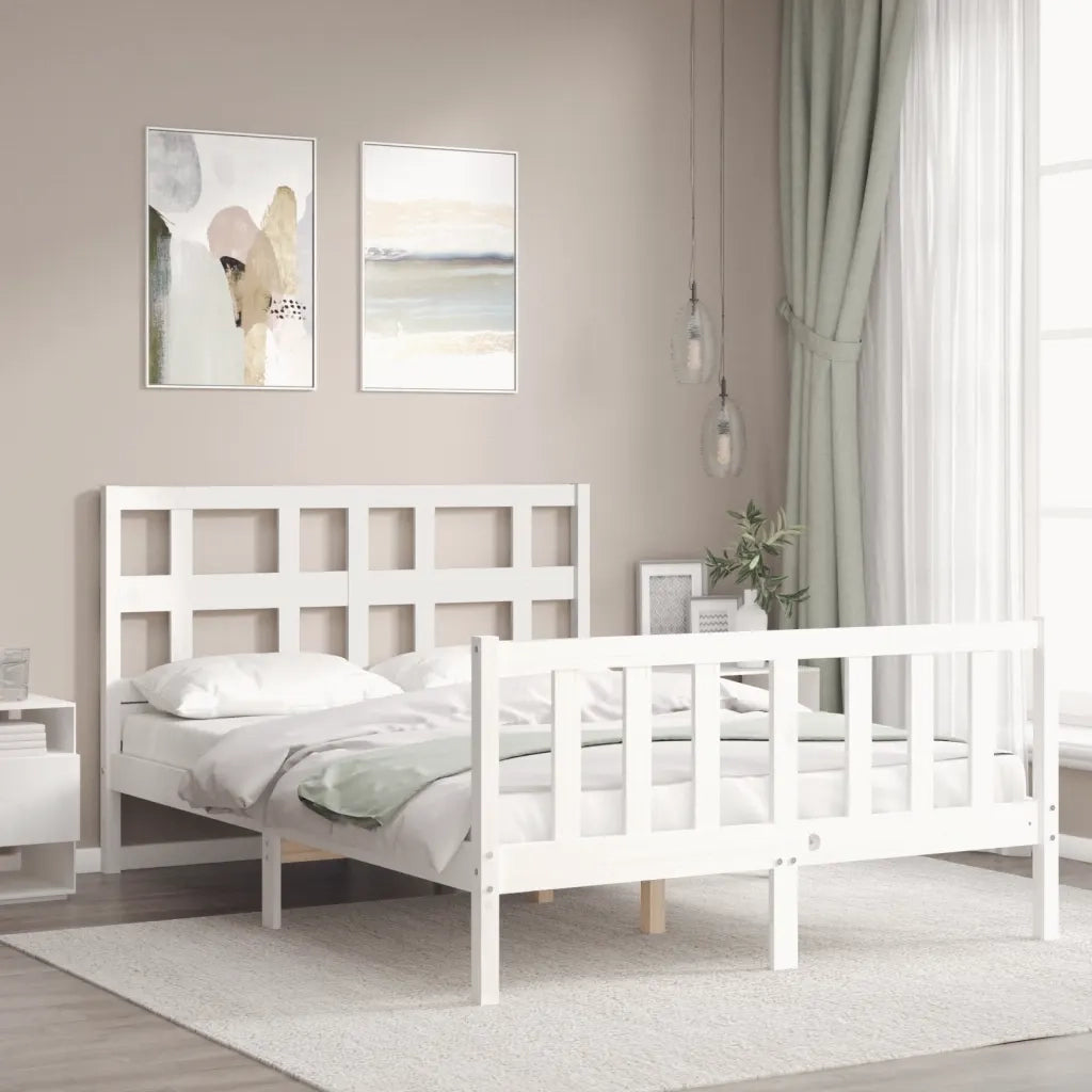 Giroletto senza Materasso-Struttura Letto Bianco 120x200 cm Legno Massello Pino 725985