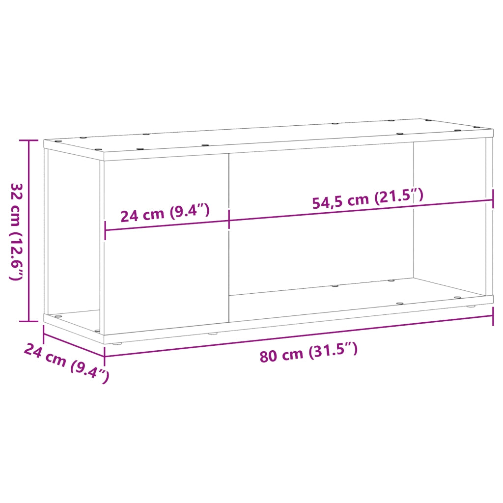 Mobile TV vitaXL Bianco 80x24x32 cm in legno ingegnerizzato