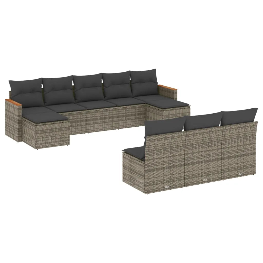 Set Divano da Giardino 10 pz con Cuscini Grigio in Polyrattancod mxl 112469