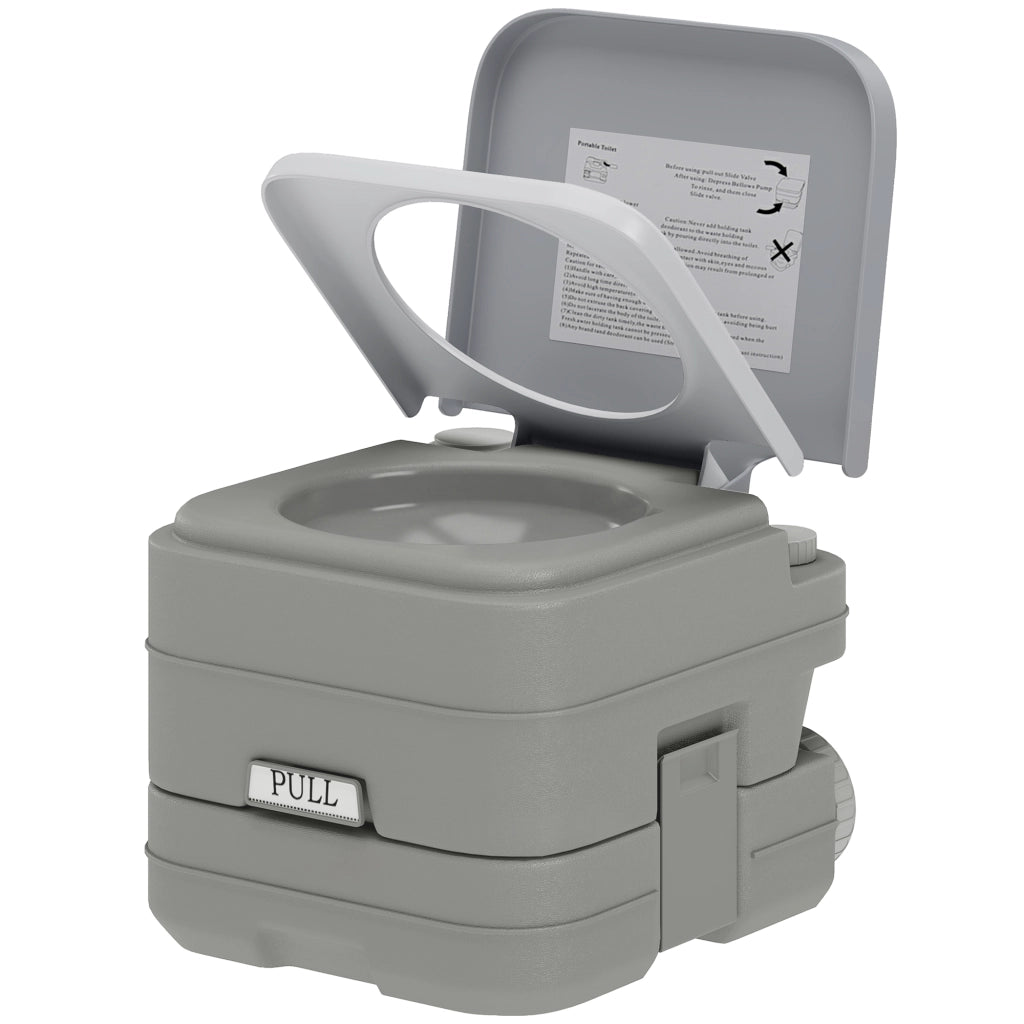 WC Portatile con Doppio Serbatoio 10L ¨C Zephmum ¨C Grigio 36x42x30 cm
