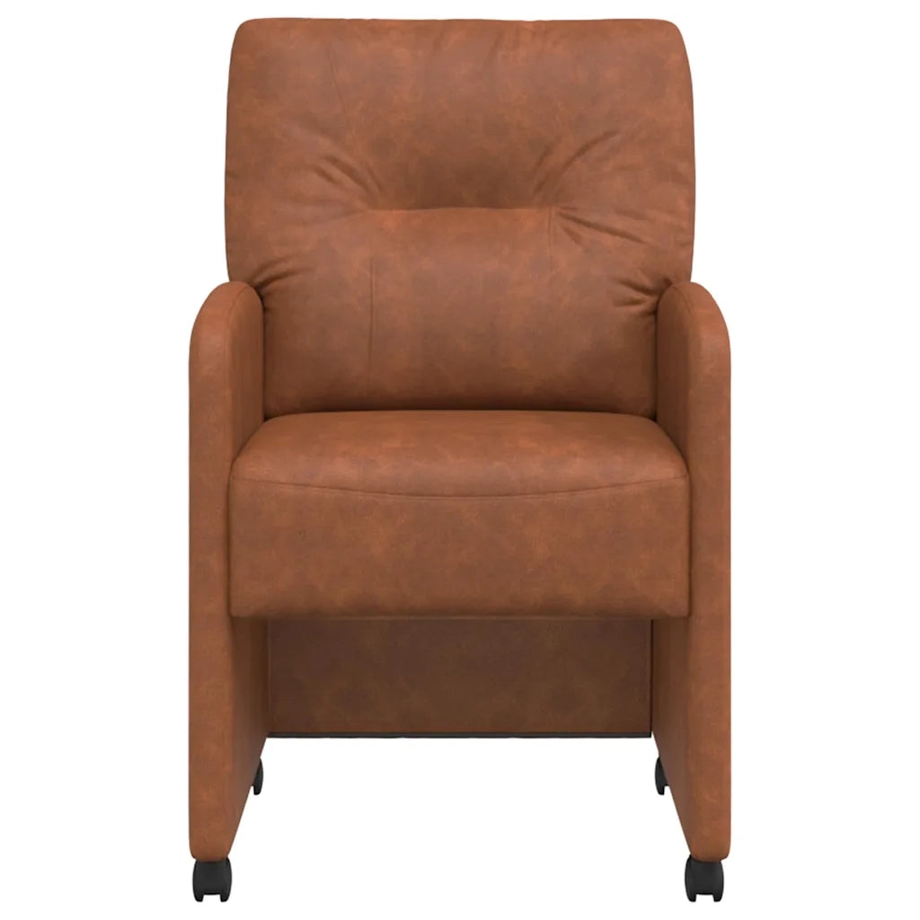 Sedie da Pranzo con Ruote 2 pcs Marrone 57 x 67 x 95 cm