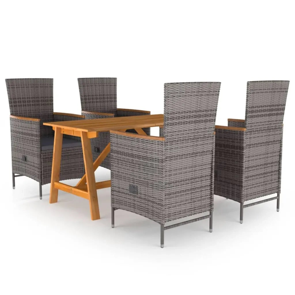 Set Mobili da Pranzo per Giardino 5 pz Grigio cod mxl 36060