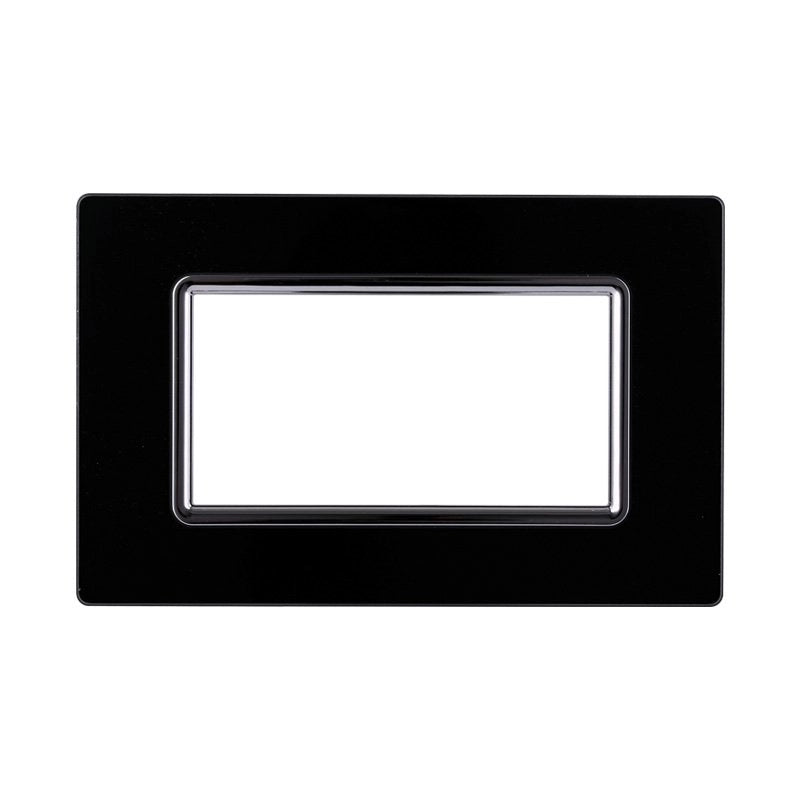 Placca In Vetro Serie Space 4P Colore Nero Compatibile Con Bticino Living Light