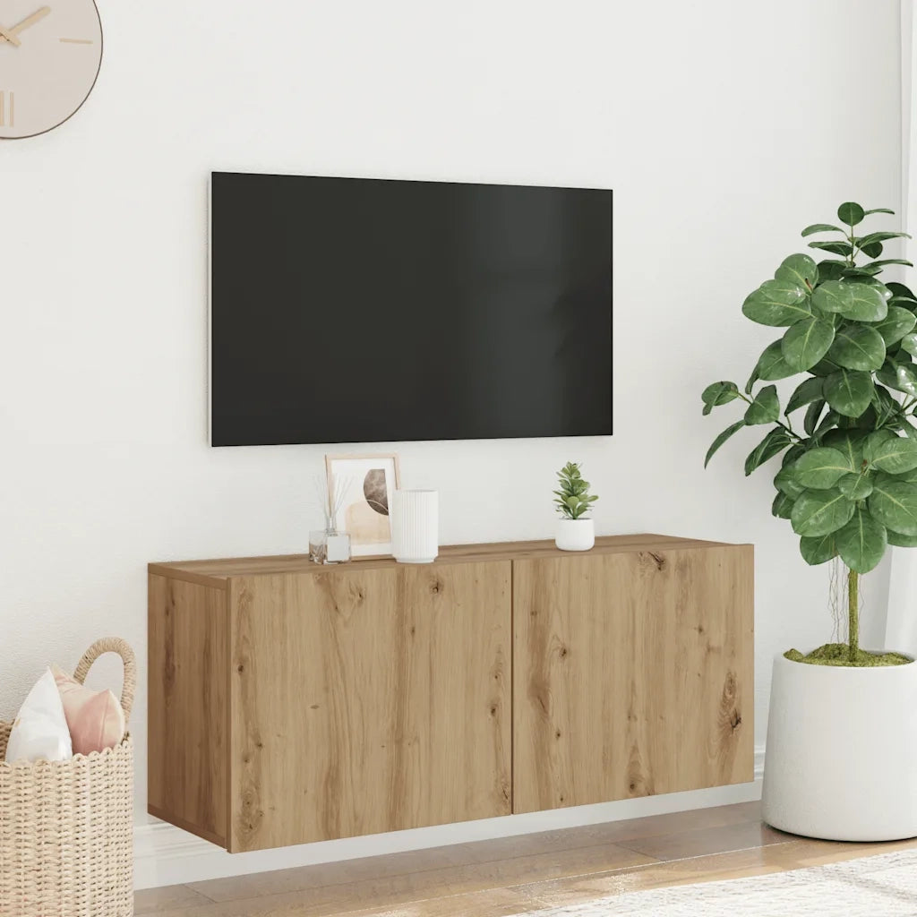 Mobile TV a Parete Rovere Artigianale 100x30x41 cm 857671