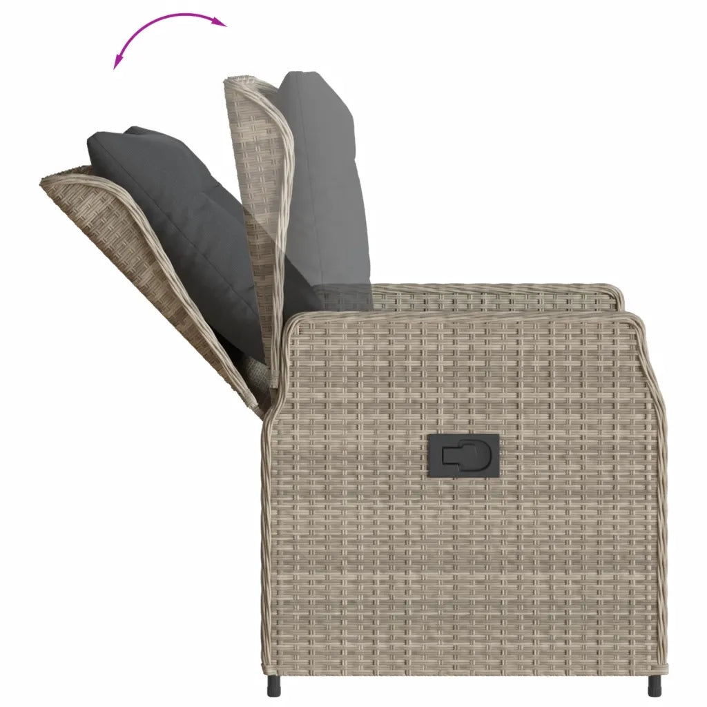 Set Pranzo da Giardino 9pz con Cuscini Grigio Chiaro Polyrattan 3262909