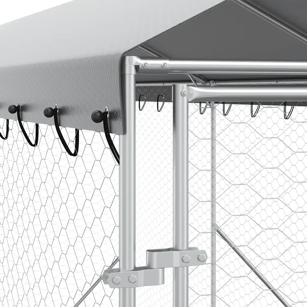 Cuccia Cani da Esterno Tetto Argento 2x14x2,5 m Acciaio Zincato 3190485