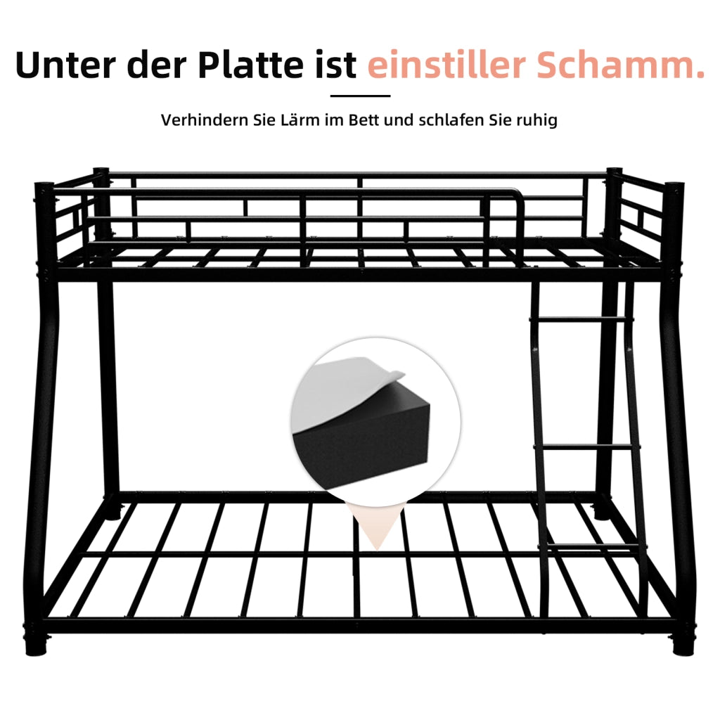 Letto a castello 90 × 190 cm et 140 × 190 cm con scala, parapetti alti, senza materasso, in metallo nero