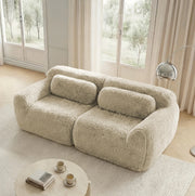 Divano modulare senza struttura 204x104x73 cm in tessuto plush; base antiscivolo; kaki chiaro
