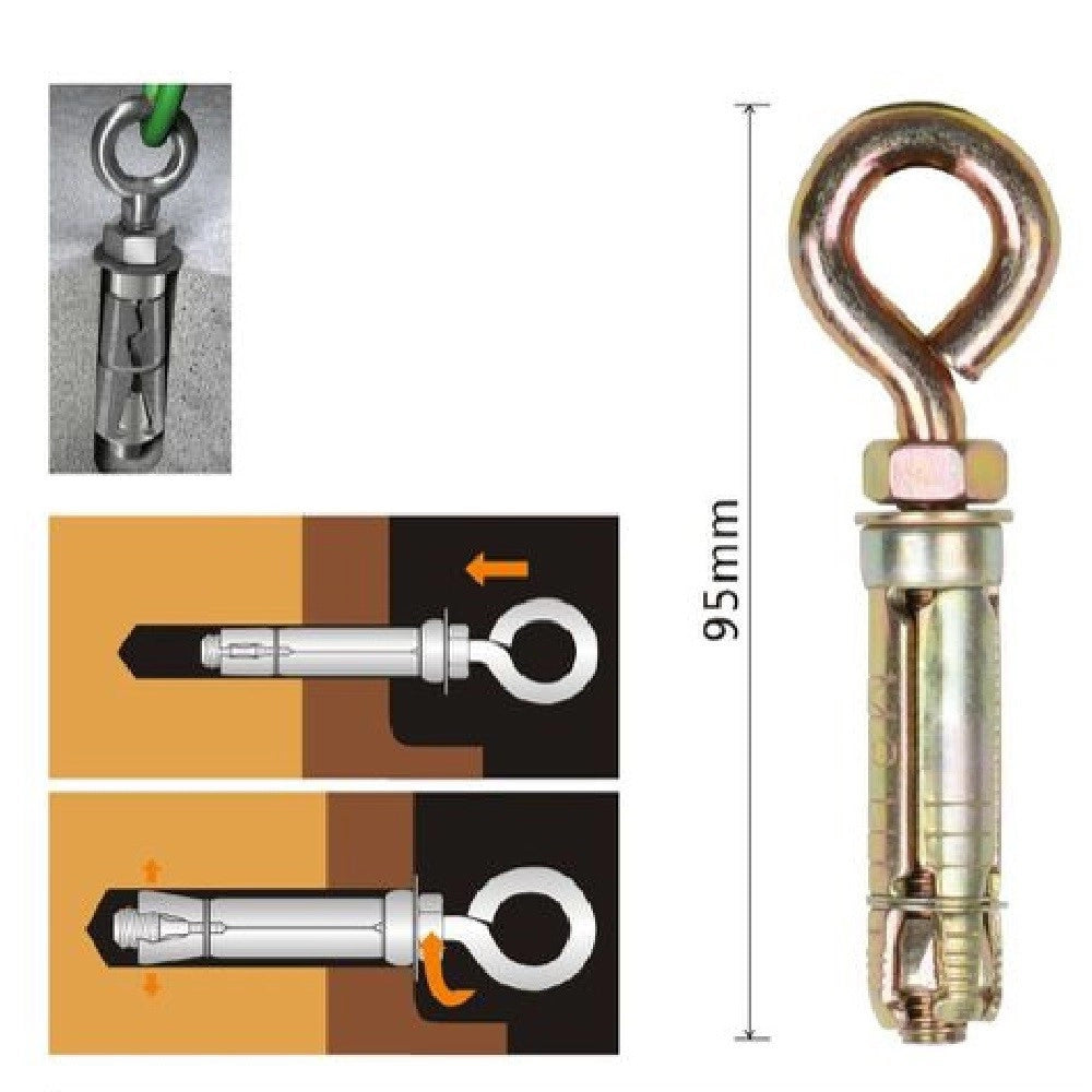 Trade Shop - Set 2pz Tasselli Metallici Occhiello Bulloni M8x95 Mm Accessori Minuteria 91049 -