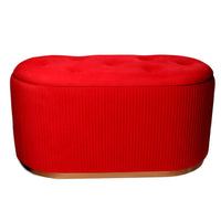 Pouf Contenitore 82x42xh41 cm in Tessuto Velluto Rosso