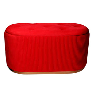 Pouf Contenitore 82x42xh41 cm in Tessuto Velluto Rosso
