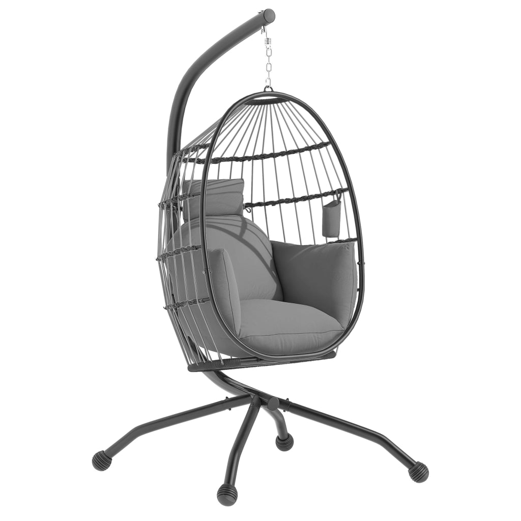 Sedia da giardino con cuscino e poggiatesta ¨C Zephmum ¨C Grigio
