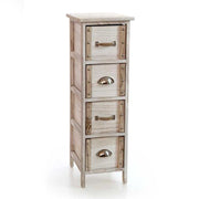 CASSETTIERA IN LEGNO DECORATA CON 4 CASSETTI NATURALE CHIARO 26 X 32 X 80 CM