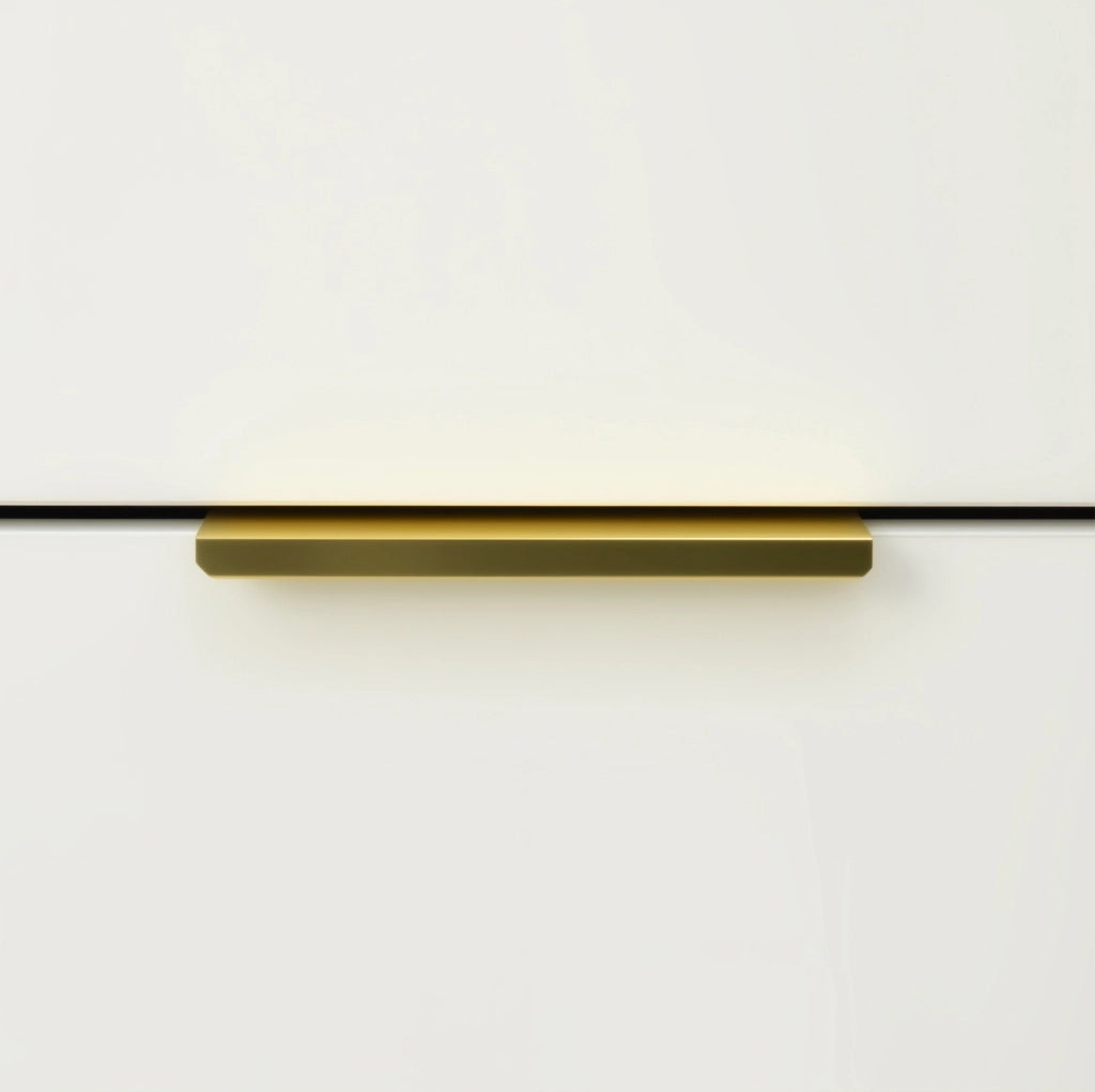 Credenza moderna 120 cm bianca e oro con 6 cassetti