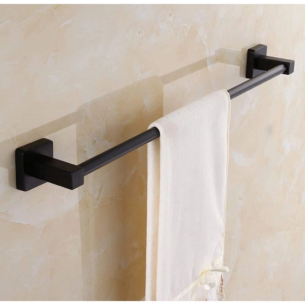 Trade Shop - Portasciugamani In Acciaio Inox Singolo Nero Da 40 Cm Per Bagno Design Moderno -