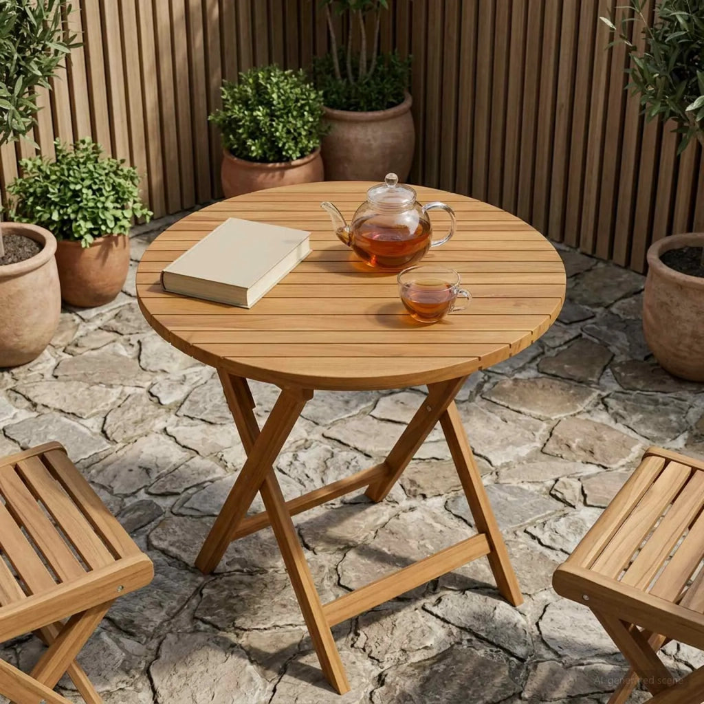Piano del tavolo Ø 70 x 3,5 Rotondo Legno di teak solido 42033152
