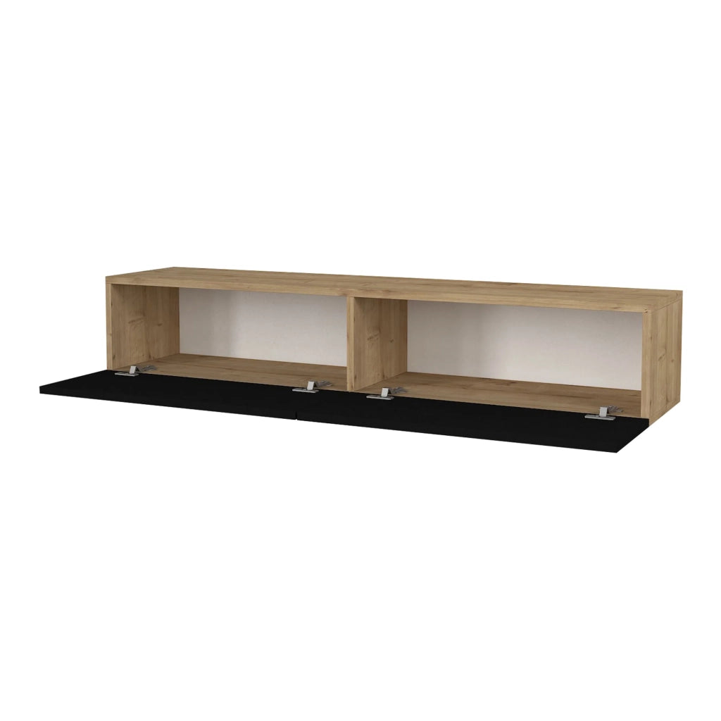 Mobile porta TV con ripiani 135 x 31 x 25 cm effetto rovere e nero 03_0007867