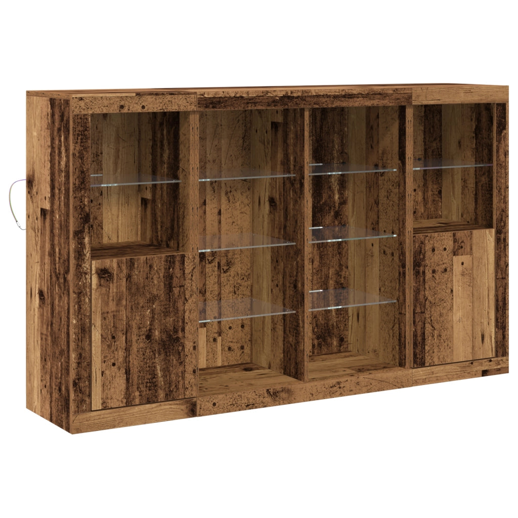 Credenza  con Luci LED Legno Antico 163x37x100 cm Legno Recuperato
