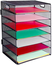 HMXLJJY 7-laag A4 cartelle organizzatore di scrivania con manico, organizzatore di scrivania a maglia, cassetto per lettere, spazio di archiviazione per scrivania, cassetto per documenti, spazio di archiviazione per cartelle A4, nero