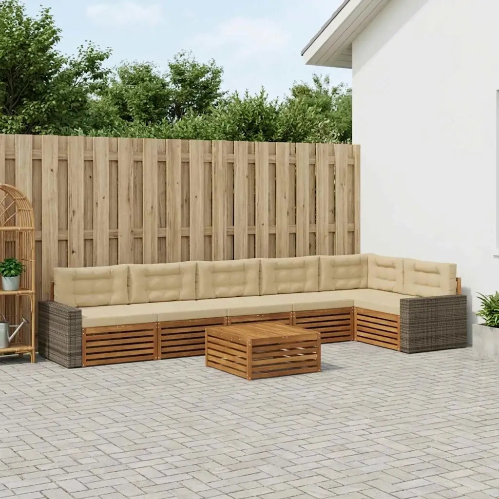 Set di divani da esterno 7 pcs Naturale e Beige 79 x 79 x 37 cm 3383461