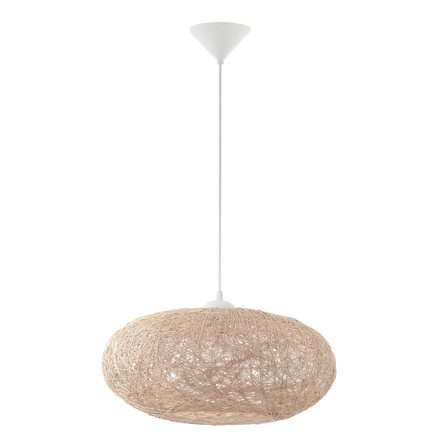 Lampadario A Sospensione Classico Campilo Policarbonato Bianco Beige 1 Luce E27
