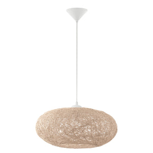 Lampadario A Sospensione Classico Campilo Policarbonato Bianco Beige 1 Luce E27