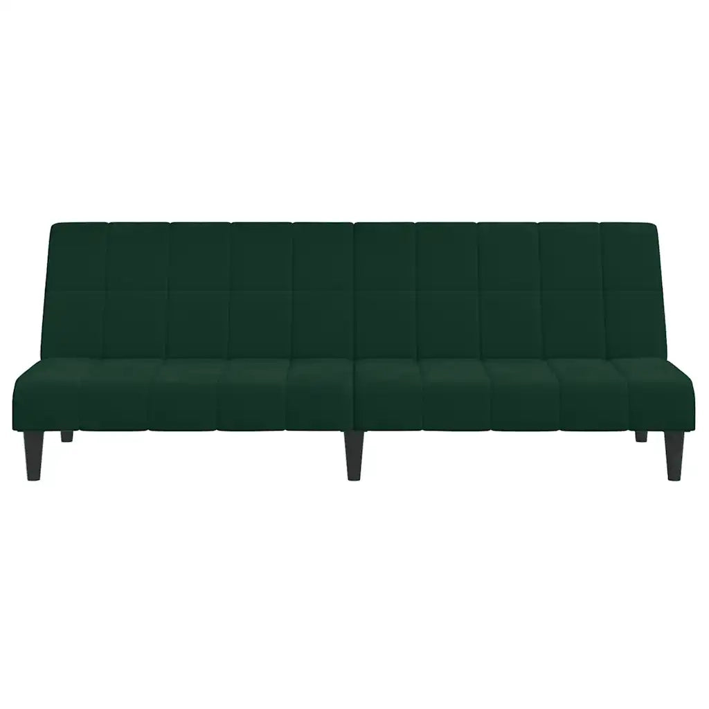 Divano Letto a 2 Posti Verde Scuro in Velluto 375843