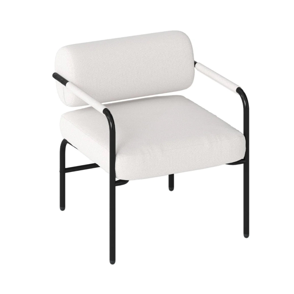 Poltrona moderna 70 x 65 x 71 cm con cuscino spesso schienale cilindrico sensazione di comfort in velluto bianco 20_0012093