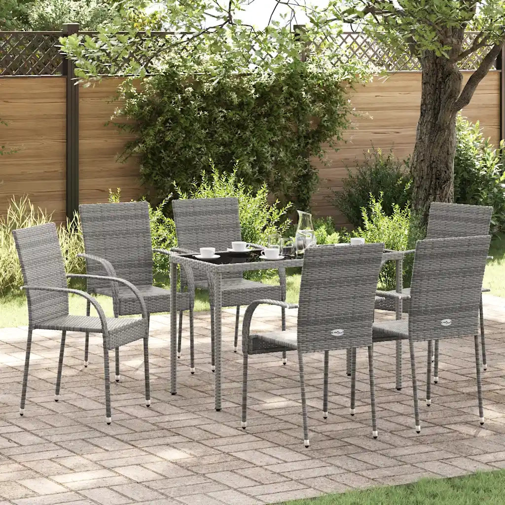 Sedie da giardino Impilabili 6 pz | Sedie da Esterno Grigie in Polyrattan