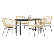 Set da Pranzo da Giardino 5pz con Cuscini Polyrattan Vetro 3334606