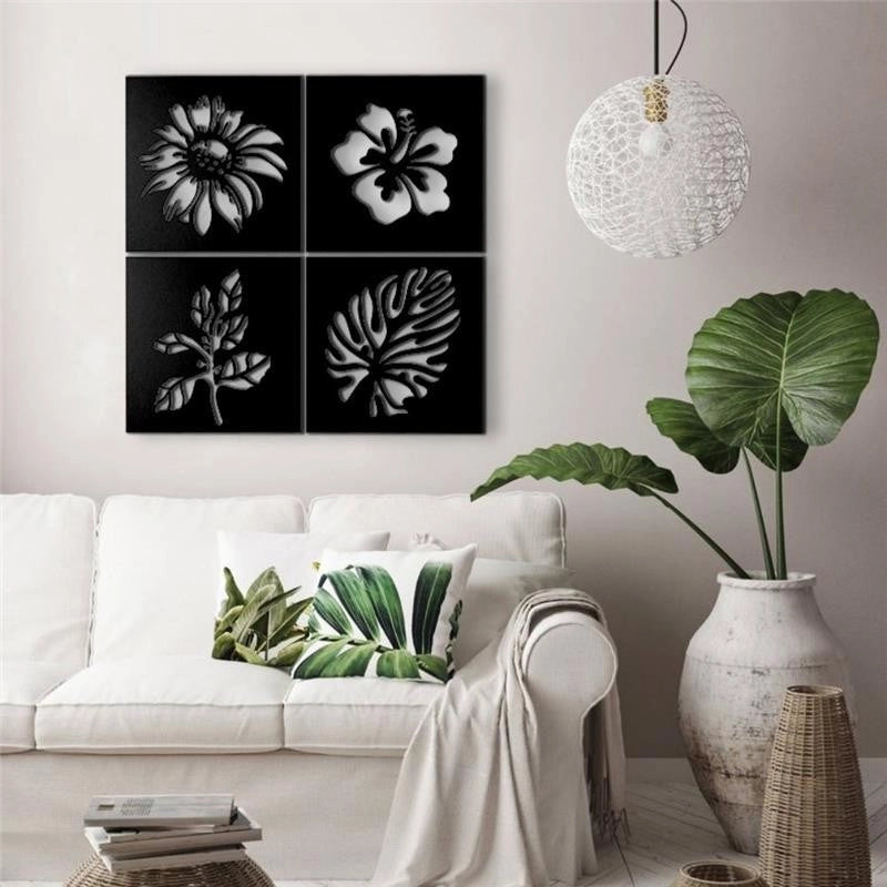 CORNICE DECORATIVA NATURA IN METALLO NERO 40X40 CM