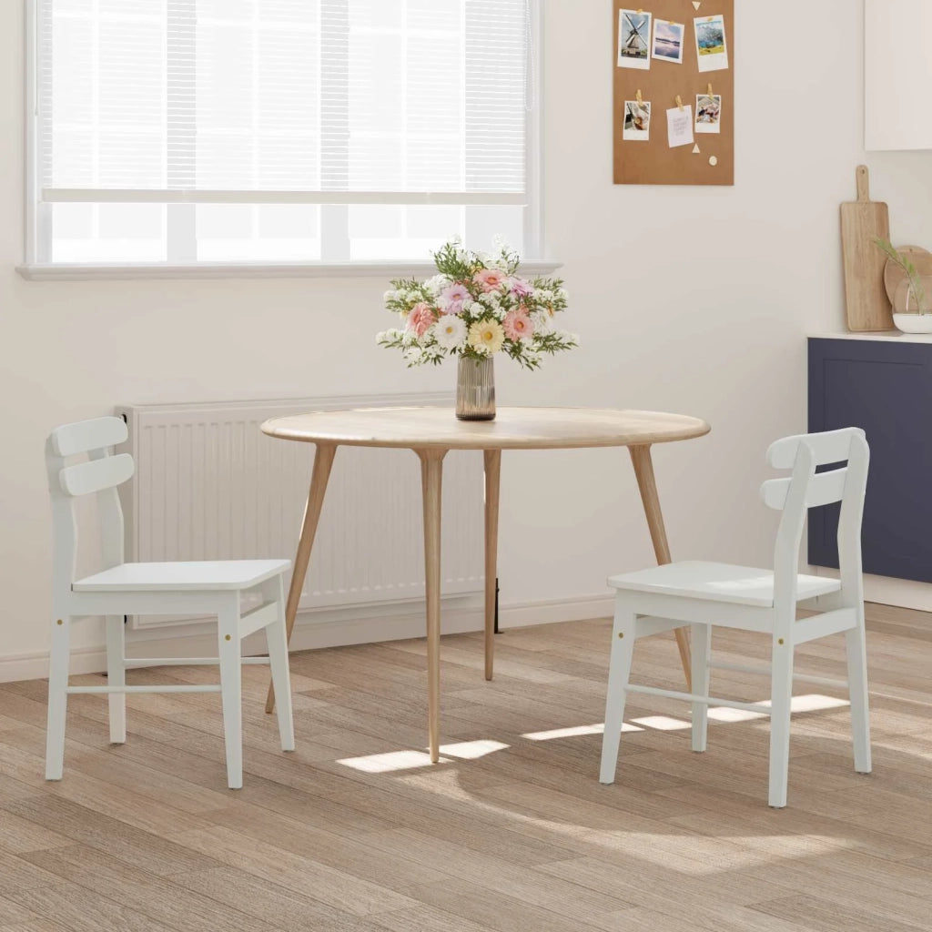 Sedia da pranzo 2 pcs Bianco Legno di gomma solido 42020516