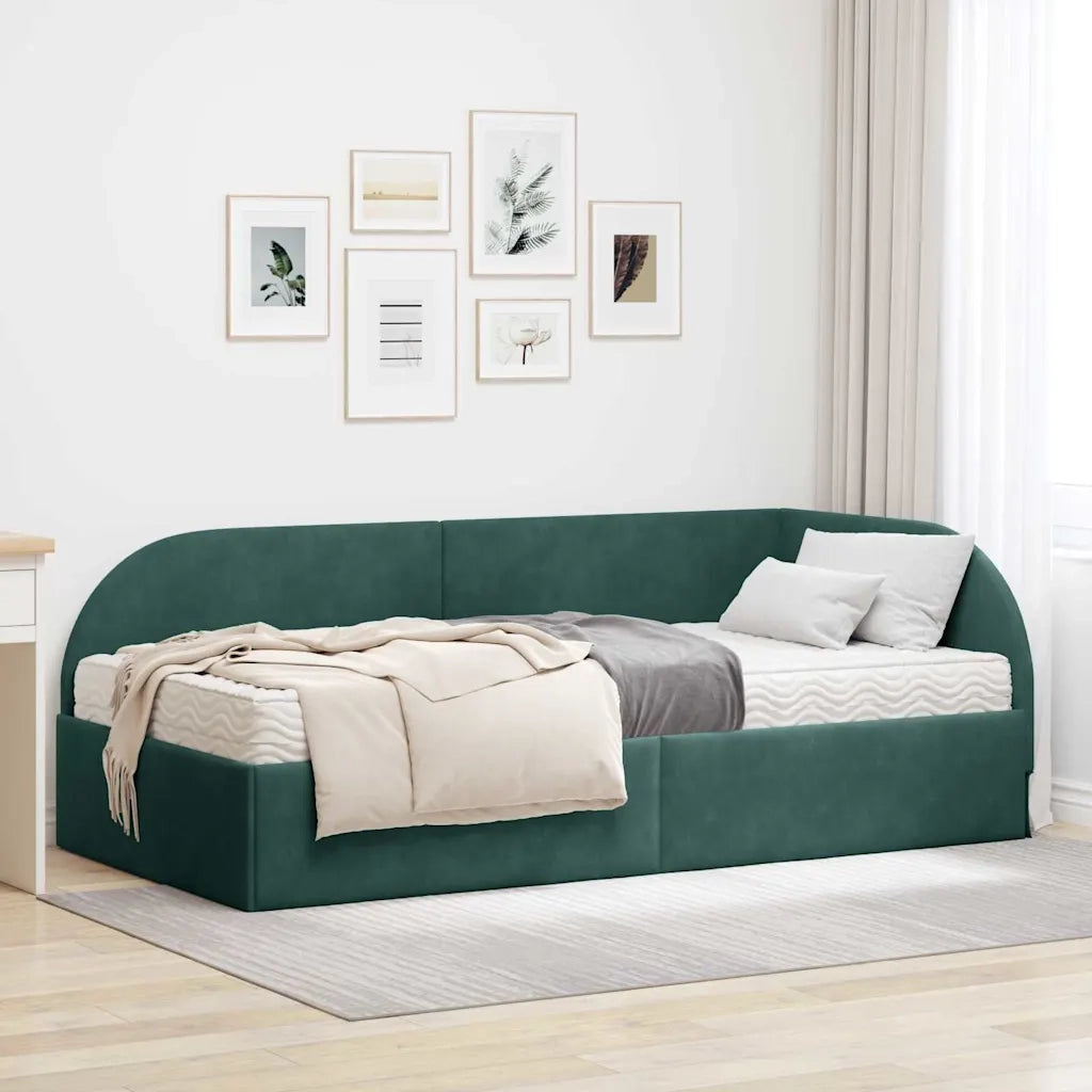 Struttura Letto Angolare con Materasso 2 pcs Verde Velluto 3394206