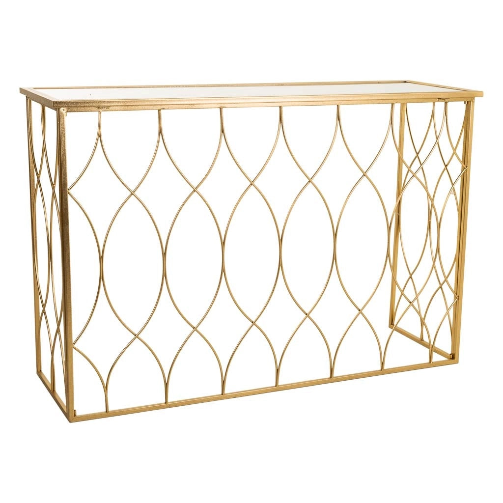 Mobile da ingresso in metallo dorato 120x40x80h